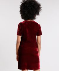 Vestido-Feminino-em-Veludo-Curto-Manga-Curta-Decote-Redondo-Vinho-9143806-Vinho_2