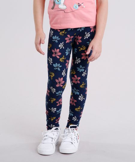 Calca-Legging-Infantil-Estampada-Floral-em-Algodao---Sustentavel-Azul-Marinho-9135816-Azul_Marinho_1