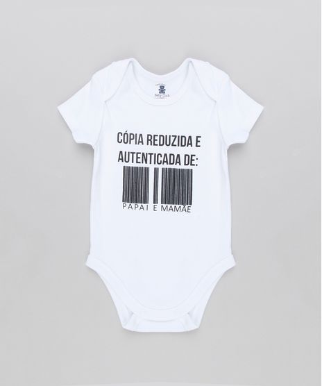 Body-Infantil--Copia-Reduzida-e-Autenticada-de-Papai-e-Mamae--Manga-Curta-Decote-Redondo-em-Algodao---Sustentavel-Branco-8915287-Branco_1