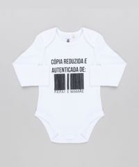 Body-Infantil--Copia-Reduzida-e-Autenticada-de-Papai-e-Mamae--Manga-Longa-Decote-Redondo-em-Algodao---Sustentavel-Branco-8920456-Branco_1