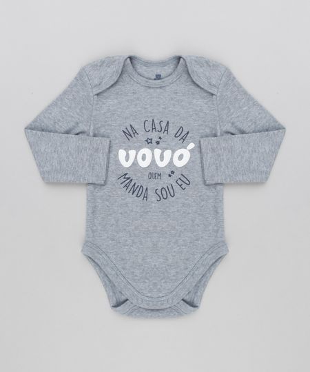 Body-Infantil--Na-Casa-Da-Vovo-Quem-Manda-Sou-Eu--Manga-Longa-Decote-Redondo-em-Algodao---Sustentavel-Cinza-Mescla-8920442-Cinza_Mescla_1