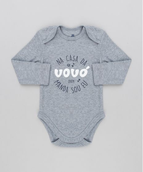 Body-Infantil--Na-Casa-Da-Vovo-Quem-Manda-Sou-Eu--Manga-Longa-Decote-Redondo-em-Algodao---Sustentavel-Cinza-Mescla-8920442-Cinza_Mescla_1