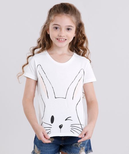 Blusa-Infantil-Coelho-com-Perolas-Manga-Curta-Decote-Redondo-em-Algodao---Sustentavel-Off-White-9140686-Off_White_1