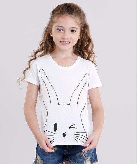 Blusa-Infantil-Coelho-com-Perolas-Manga-Curta-Decote-Redondo-em-Algodao---Sustentavel-Off-White-9140686-Off_White_1