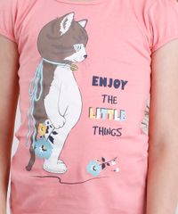 Blusa-Infantil-Gatinho-com-Glitter-Manga-Curta-Decote-Redondo-em-Algodao---Sustentavel-Rosa-9136904-Rosa_4