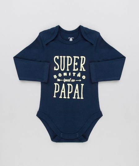 Body-Infantil--Super-Bonitao-Igual-Ao-Papai--Manga-Longa-Decote-Redondo-em-Algodao---Sustentavel-Azul-Marinho-8920449-Azul_Marinho_1