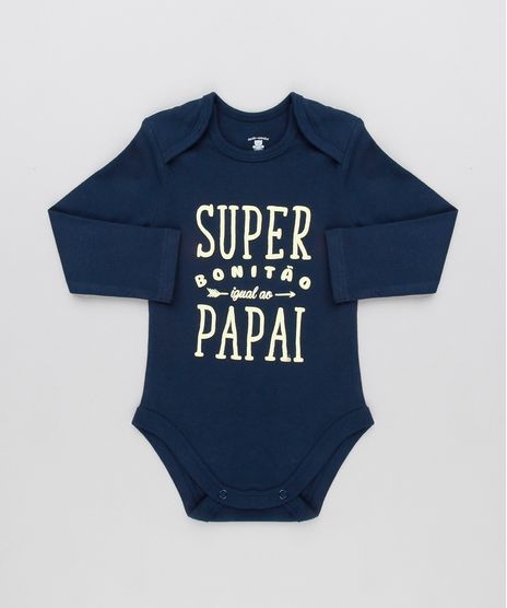 Body-Infantil--Super-Bonitao-Igual-Ao-Papai--Manga-Longa-Decote-Redondo-em-Algodao---Sustentavel-Azul-Marinho-8920449-Azul_Marinho_1
