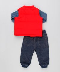 Conjunto-Infantil-de-Colete-Puffer--Super-Cool----Camiseta-Manga-Longa-Azul-Marinho---Calca-com-Forro-em-Algodao---Sustentavel-Azul-Escuro-8890868-Azul_Escuro_2