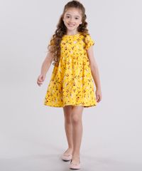 Vestido-Infantil-Estampado-Floral-em-Jacquard-Manga-Curta-Amarelo-8911820-Amarelo_3