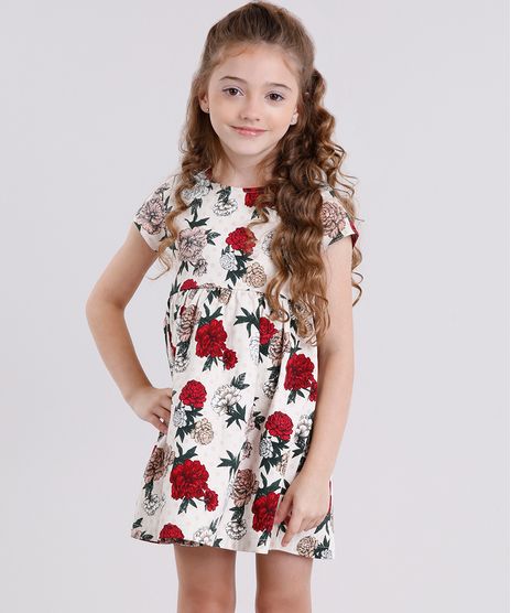 Vestido-Infantil-Estampado-Floral-em-Jacquard-Manga-Curta-Rose-8911820-Rose_1