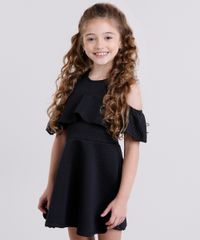 Vestido-Infantil-Open-Shoulder-Matelasse-com-Babado-Manga-Curta-Preto-9140689-Preto_1