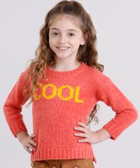 Sueter-infantil--Cool--em-Trico-Desfiado-Manga-Longa-Decote-Redondo-Coral-8862624-Coral_1
