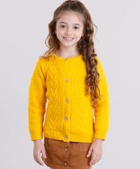 Cardigan-Infantil-em-Trico-com-Lurex-e-Forro-em-Plush-Manga-Longa-Decote-Redondo-Amarelo-8862498-Amarelo_1