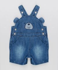 Jardineira-Jeans-Infantil-Urso-com-Orelhinhas-em-Algodao---Sustentavel-Azul-Escuro-8950642-Azul_Escuro_1