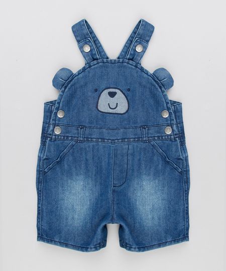 Jardineira-Jeans-Infantil-Urso-com-Orelhinhas-em-Algodao---Sustentavel-Azul-Escuro-8950642-Azul_Escuro_1