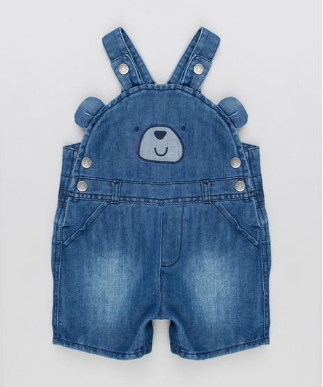 Jardineira-Jeans-Infantil-Urso-com-Orelhinhas-em-Algodao---Sustentavel-Azul-Escuro-8950642-Azul_Escuro_1