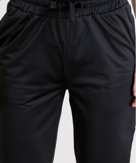 Calça Tactel Feminina Com Elastico Na Barra Calca Feminina Jogger Esportiva Em Moletom Elastico Na Barra Preta Cea