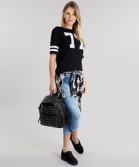 Blusa-Feminina-Esportiva--77--com-Listras-Manga-Curta-Decote-Redondo-Preta-9129699-Preto_3