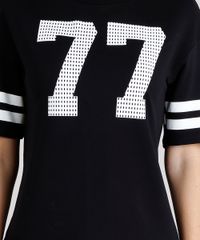 Blusa-Feminina-Esportiva--77--com-Listras-Manga-Curta-Decote-Redondo-Preta-9129699-Preto_4