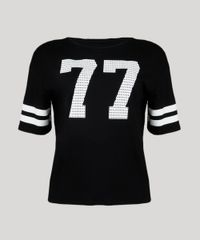 Blusa-Feminina-Esportiva--77--com-Listras-Manga-Curta-Decote-Redondo-Preta-9129699-Preto_5