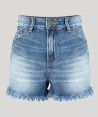 Short-Jeans-Feminino-Vintage-com-Barra-Desfiada-Azul-Medio-9012010-Azul_Medio_5