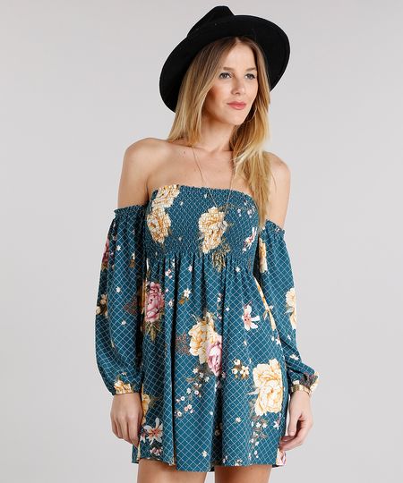 Vestido-Feminino-Ciganinha-Estampado-Floral-Curto-Manga-Longa-Verde-8899166-Verde_1