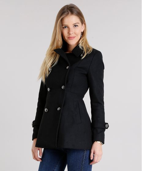 Casaco-Feminino-Trench-Coat-com-Botoes-e-Bolsos-Preto-8861500-Preto_1