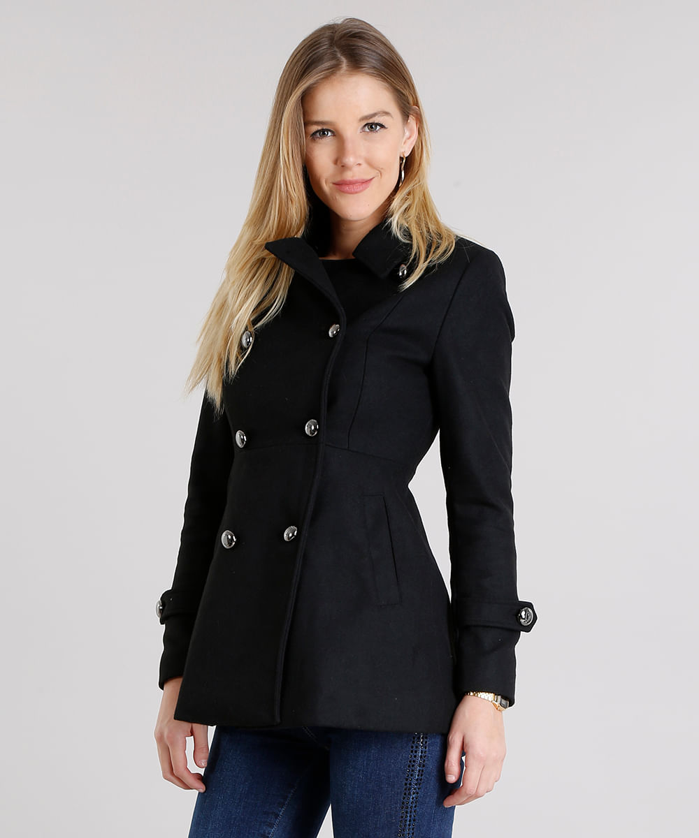 casaco feminino preto e branco