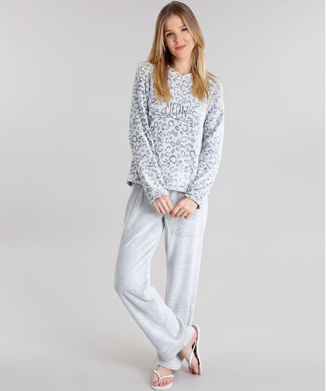 Pijama-Feminino-Estampado-Animal-Print-em-Fleece-Manga-Longa-Cinza-8901857-Cinza_1