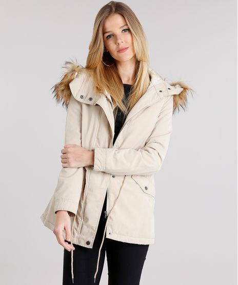 Parka-Feminina-com-Pelo-Removivel-no-Capuz--Manga-Longa-Kaki-8861207-Kaki_1