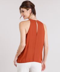 Regata-Feminina-Halter-Neck-com-Pregas-Decote-Redondo-Laranja-Escuro-8932850-Laranja_Escuro_2