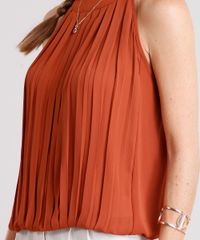 Regata-Feminina-Halter-Neck-com-Pregas-Decote-Redondo-Laranja-Escuro-8932850-Laranja_Escuro_4