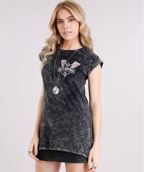 Blusa-Feminina-Longa--Rock-Festival--Manga-Curta-Decote-Redondo-Preta-9133820-Preto_1