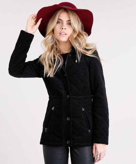 Parka-Feminina-em-Veludo-Cotele-com-Pelo-no-Capuz-Preta-8853576-Preto_1