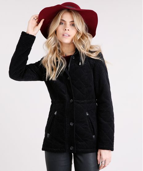 Parka-Feminina-em-Veludo-Cotele-com-Pelo-no-Capuz-Preta-8853576-Preto_1
