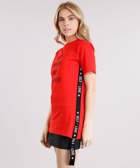 Vestido-Feminino--Girls-Forever-Boys-Whatever--com-Faixa-Lateral-Curto-Manga-Curta-em-Algodao---Sustentavel-Vermelho-9154802-Vermelho_1