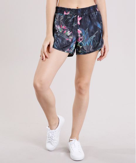 Short-Feminino-Running-Esportivo-Estampado-Floral-com-Tela-Lateral-Preto-9142475-Preto_1