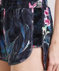 Short-Feminino-Running-Esportivo-Estampado-Floral-com-Tela-Lateral-Preto-9142475-Preto_4