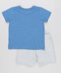Conjunto-de-Camiseta-George-e-Dinossauro-Manga-Curta-Azul---Bermuda-em-Moletom-Cinza-Mescla-9154868-Cinza_Mescla_2