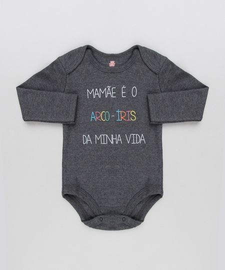 Body-Infantil--Mamae-e-o-Arco-Iris-da-Minha-Vida--com-Glitter-Manga-Longa-Decote-Redondo-Cinza-Mescla-Escuro-9183662-Cinza_Mescla_Escuro_1