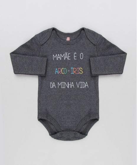 Body-Infantil--Mamae-e-o-Arco-Iris-da-Minha-Vida--com-Glitter-Manga-Longa-Decote-Redondo-Cinza-Mescla-Escuro-9183662-Cinza_Mescla_Escuro_1