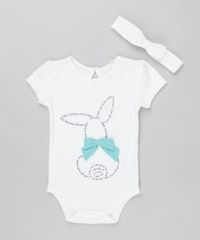 Body-Infantil-Coelho-com-Laco-Manga-Curta-Decote-Redondo---Faixa-de-Cabelo-em-Algodao---Sustentavel-Off-White-8915342-Off_White_1