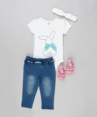 Body-Infantil-Coelho-com-Laco-Manga-Curta-Decote-Redondo---Faixa-de-Cabelo-em-Algodao---Sustentavel-Off-White-8915342-Off_White_3