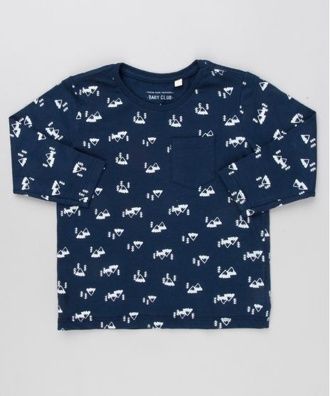 Camiseta-Infantil-Estampada-de-Montanhas-com-Bolso-Manga-Longa-Gola-Careca-Azul-Marinho-9139773-Azul_Marinho_1