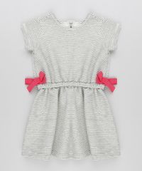 Vestido-Infantil-Listrado-com-Lacos-em-Moletom-Manga-Curta-Decote-Redondo-Cinza-Mescla-Claro-9140865-Cinza_Mescla_Claro_1