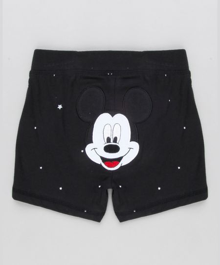 Short-Infantil-Mickey-Estampado-de-Estrelas-em-Algodao---Sustentavel-Preto-8928653-Preto_1