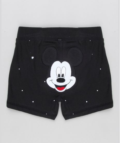 Short-Infantil-Mickey-Estampado-de-Estrelas-em-Algodao---Sustentavel-Preto-8928653-Preto_1