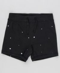 Short-Infantil-Mickey-Estampado-de-Estrelas-em-Algodao---Sustentavel-Preto-8928653-Preto_2