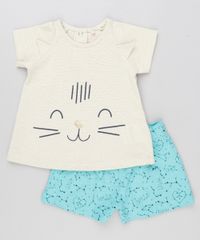 Conjunto-Infantil-de-Blusa-Gatinho-com-Orelhinhas-Bege-Claro---Short-Estampado-de-Constelacoes-em-Algodao---Sustentavel-Verde-8915355-Verde_1