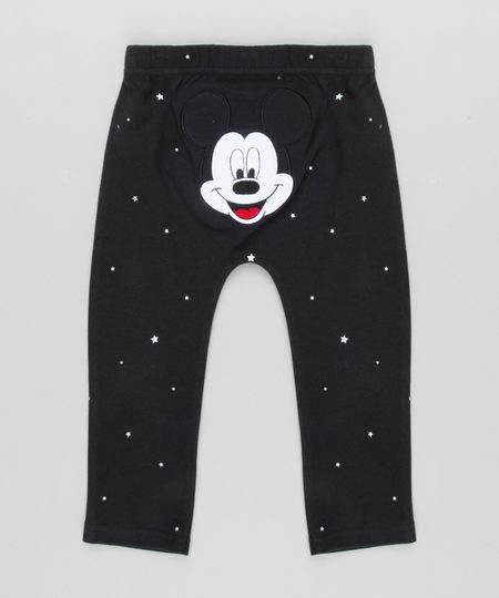 Calca-Infantil-Mickey-Estampada-de-Estrelas-em-Algodao---Sustentavel-Preta-8928753-Preto_1